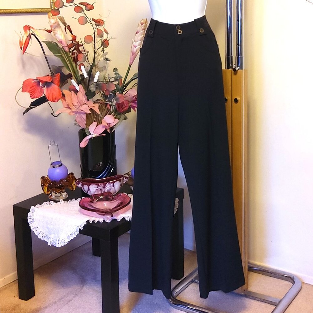 NWT Women's Navy Blue High Waisted Pants Straight Leg Trousers Wide Leg Slacks 8